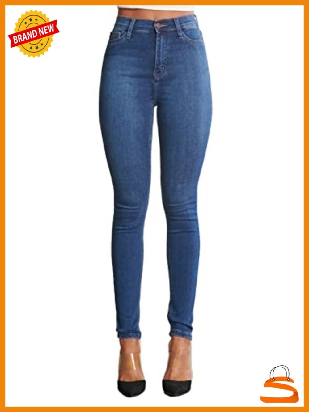 High Waisted Skinny Jeans Super Stretch Cotton Modal Blend